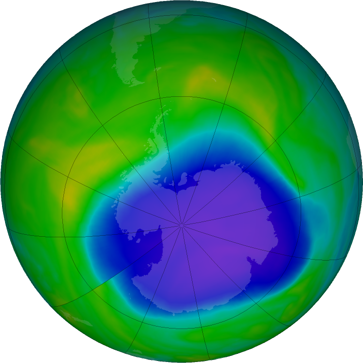 Antarctic ozone map for 10 November 2020